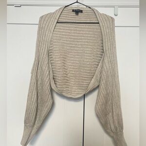 Beige Ribbed Women Sweater/Shrug